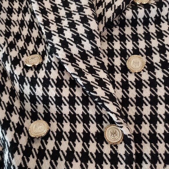 Zara Black & White Houndstooth Double Breasted Blazer Size XL NWOT - Picture 5 of 14
